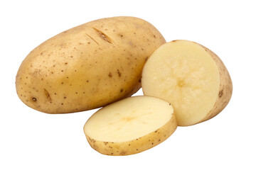 Potato and Slice isolated on Transparent Background