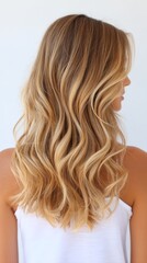 Naklejka premium summer hair lifestyle. Sun-Kissed Waves: Beachy Hair Style for Outdoor Fun