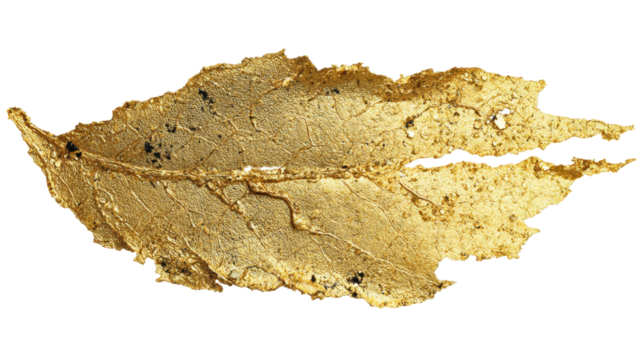 Elegant Golden Brush Stroke Shimmering Texture on Transparent Background for Luxurious Designs