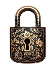 Ornate Gold and Black Padlock Floral Design