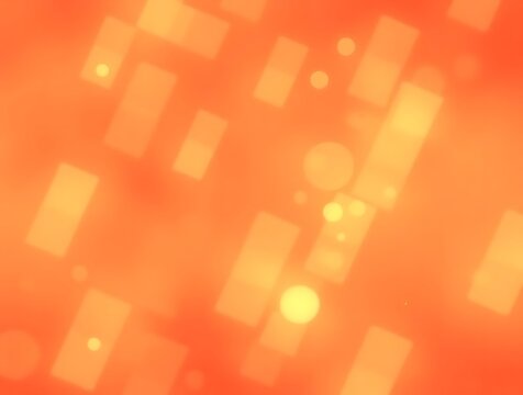 Abstract warm orange background with bokeh lights and rectangular shapes