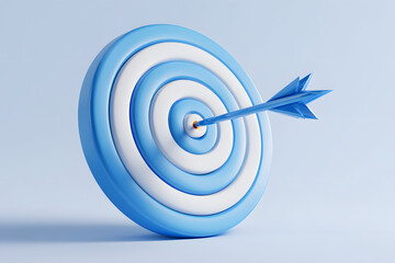 Round shaped target with arrow on white background