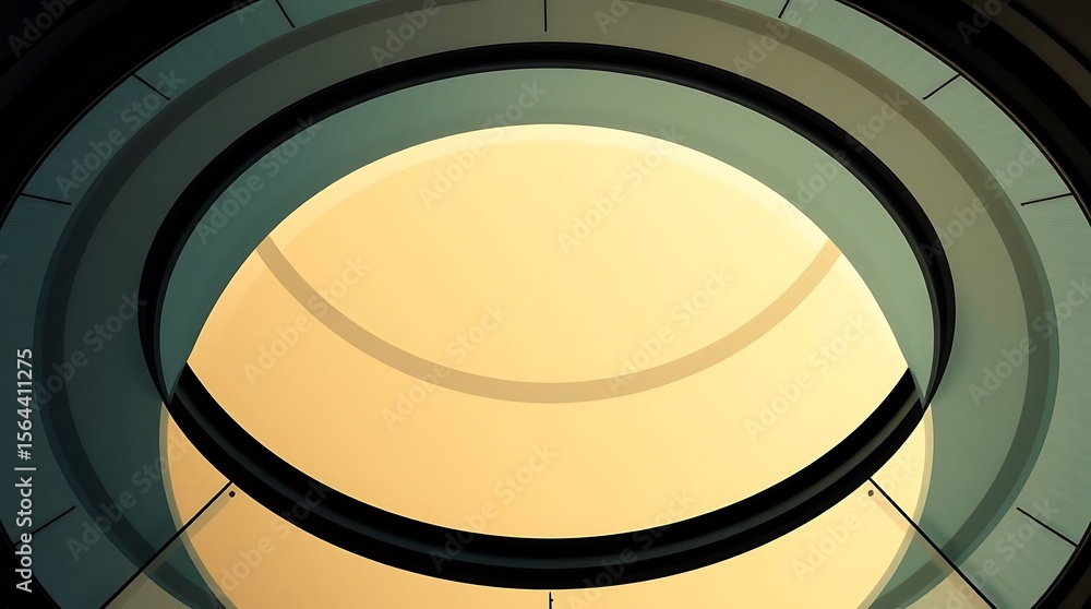 Poster architectural oval element with light and shadow play, circular design
