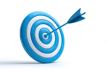 Round shaped target with arrow on white background