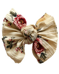 Beige floral fabric bow knotted design