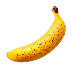 Photorealistic Ripe Yellow Banana with Brown Spots on Transparent Background Simple Studio Shot