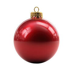 Photorealistic Red Christmas Ball Ornament on Transparent Background with Golden Cap