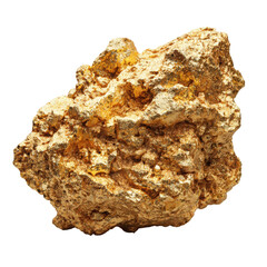 Photorealistic Raw Gold Nugget Isolated on Transparent Backdrop Exhibits Intricate Textures
