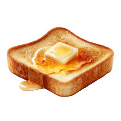 Photorealistic Toasted Bread with Melting Butter and Syrup on Transparent Background