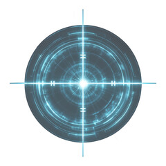 Sleek Futuristic Blue Crosshair Reticle Target Element with Transparent Background