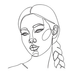 abstract beautiful woman face one continuous line drawing vector