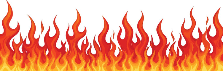 Illustration of vibrant orange and red flames against a white background