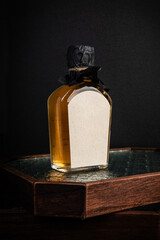 Whiskey Bottle on a Wooden Tray