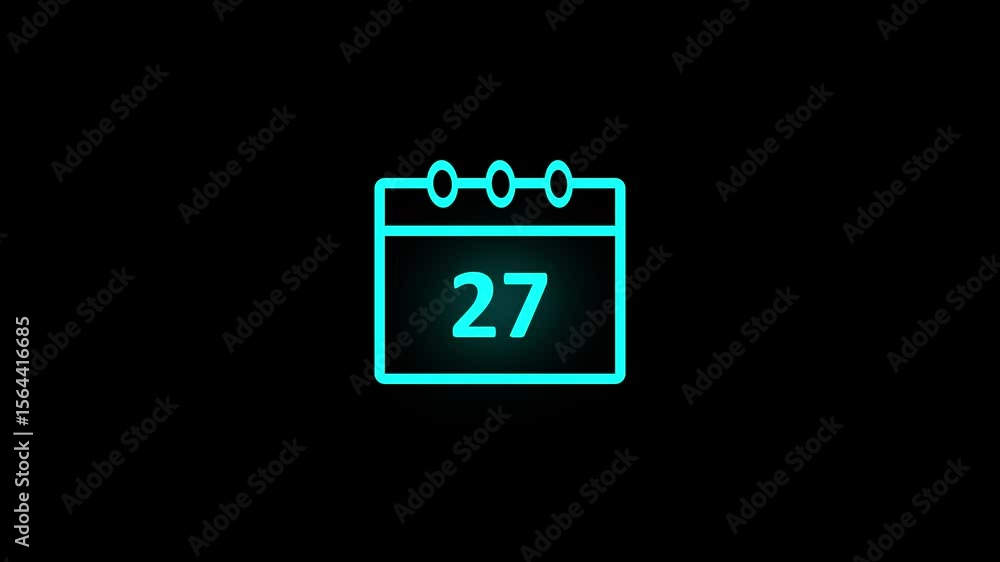 Poster monthly calendar and date 27 icon animation . calendar and time planner. daily calendar icon animati