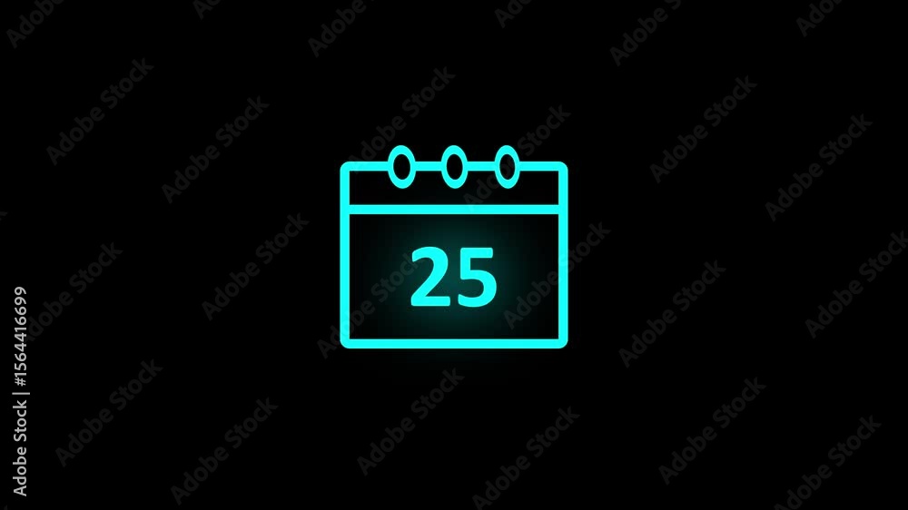Poster monthly calendar and date 25 icon animation . calendar and time planner. daily calendar icon animati