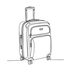 Suitcase luggage one continuous line drawing vector