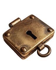 Antique Brass Padlock Close Up Detail Shot