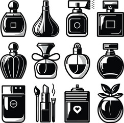 set of household appliances icons perfume