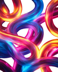 Abstract vibrant swirling neon lights dynamic art