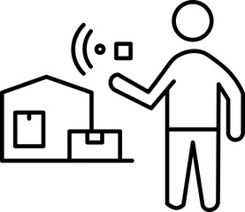 Smart home automation wireless control person house technology minimal line art modern lifestyle digital device connectivity convenience innovation