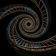 Hypnotic Upward Spiral of Liquid Metal Staircase Defying Gravity
