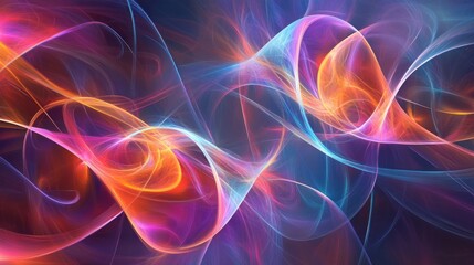 Obraz premium Abstract Fractal Art with Vibrant Neon Colors and Dynamic Swirls