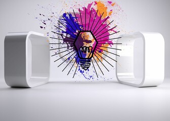 Light bulb on splashes on abstract background