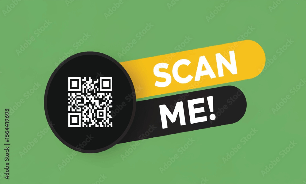 Poster scan me qr code design on green background