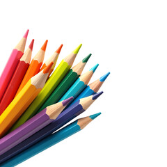 Fototapeta premium A vibrant fan of colored pencils fanned out on a transparent background isolated on transparent background
