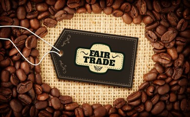 Fair trade label on coffee