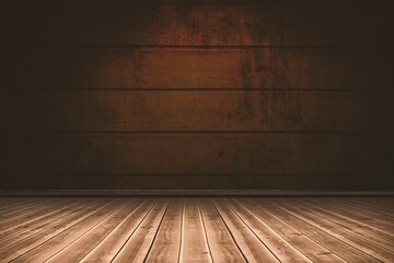 Wooden hall is showcasing flat design floor panels and matching paneled wall under soft lighting