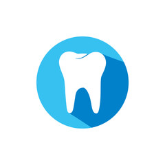 Tooth flat icon isolated in blue circle and on white background. Tooth vector illustration. Dentistry symbol. Stomatology