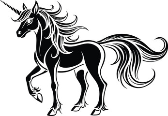 Obraz premium Elegant Black and White Unicorn Illustration