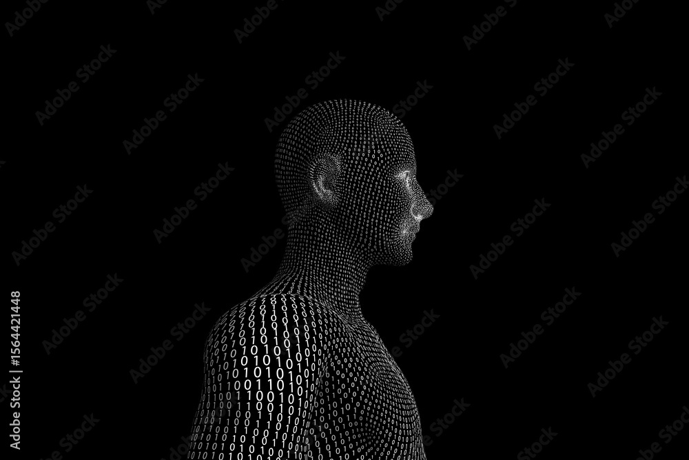 Poster side view of digitally generated 3d man