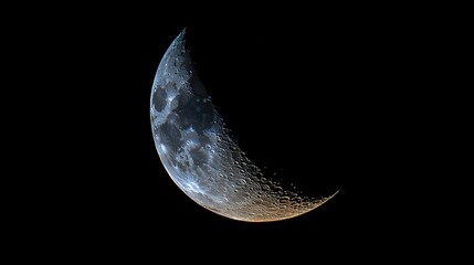 Minimalist Crescent Moon with Subtle Halo on Black Space Background