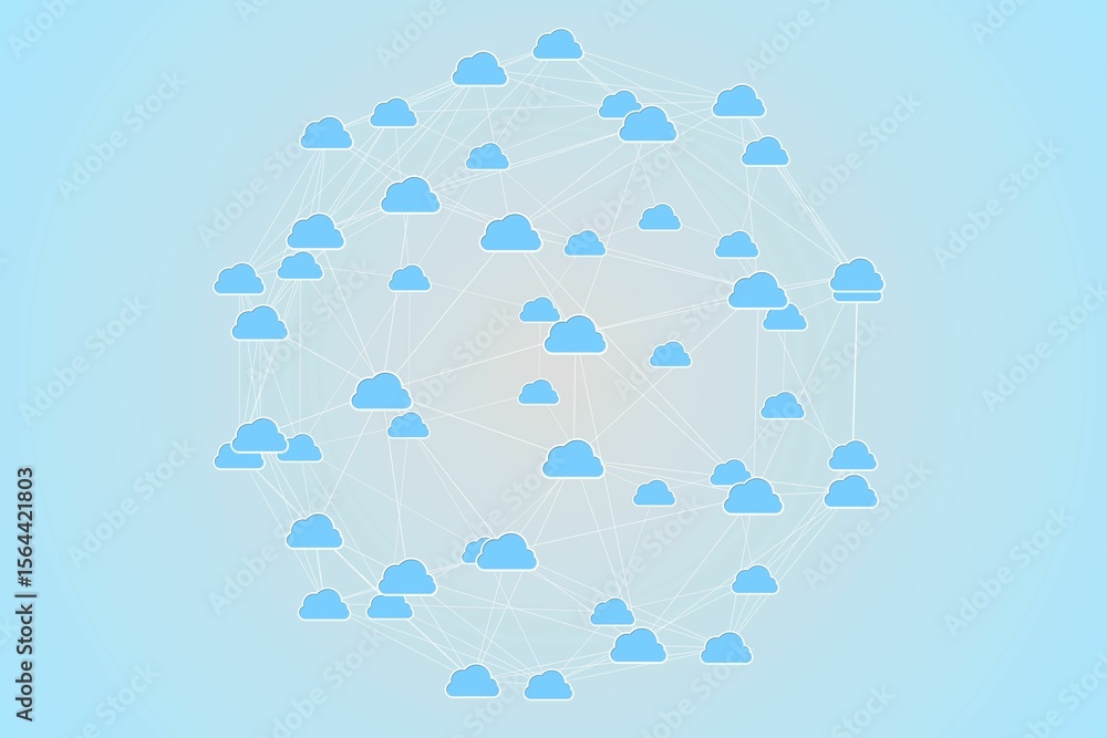Poster cloud computing graphic with connecting lines