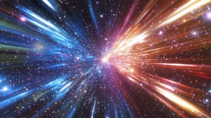 Naklejka premium Abstract hyperspace jump with colourful stars and light streaks