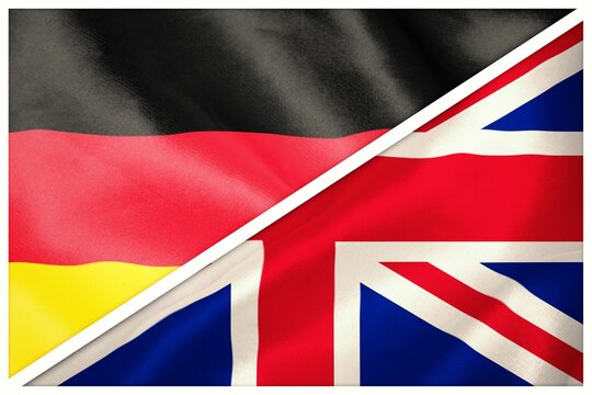 Naklejki Close-up of German flag and Union Jack