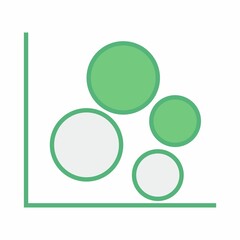 Close-up of green graph with circles