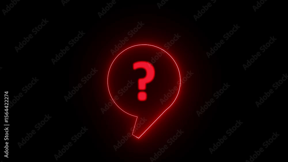 Poster glowing neon question mark speech bubbles on black background, speech bubbles with speech bubble ico
