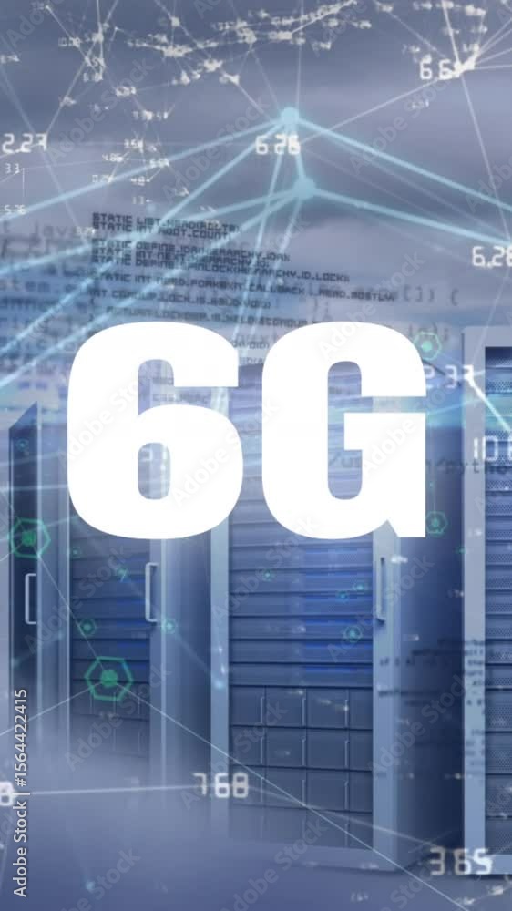 Poster animation of 6g and connections over data and servers