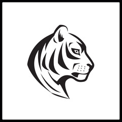 Tiger design vector black and white art