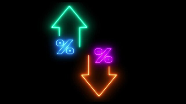 Trade Profit and Loss Percentage Animation, Upward and Downward Arrows, Financial Growth and Decline, 4K Motion Graphics