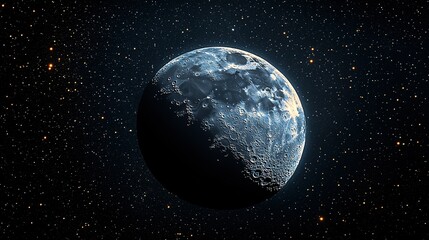 Fototapeta premium Minimalist Crescent Moon with Subtle Halo on Black Space Background