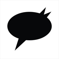 Bold black shouting speech bubble with a wide tail and sharp outward point silhouette