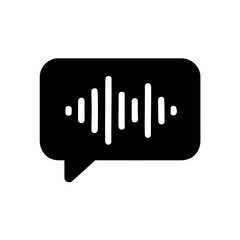 Soundwave Speech Bubble: A simple black icon depicts a soundwave inside a speech bubble. Perfect for representing voice messaging, communication and audio-related concepts. 