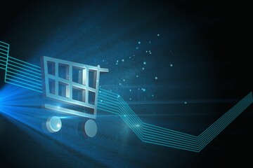 Shiny trolley on black background