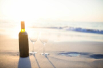 Wine bottle and wineglasses
