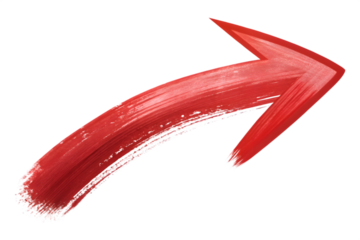 Curved red arrow brushstroke 