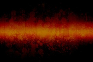 Glowing orange red band is stretching across abstract digital art environment with grunge splatter